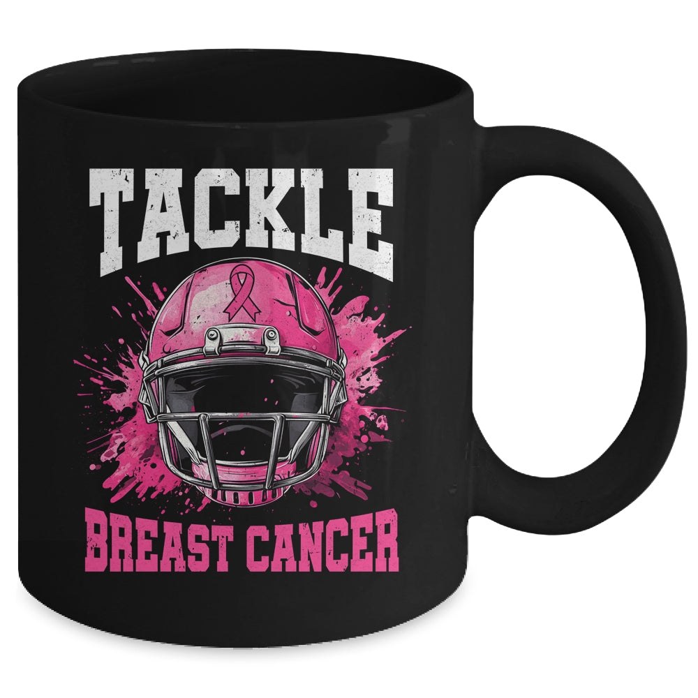Tackle Football Breast Cancer Awareness Pink Ribbon Boys Mug | teecentury