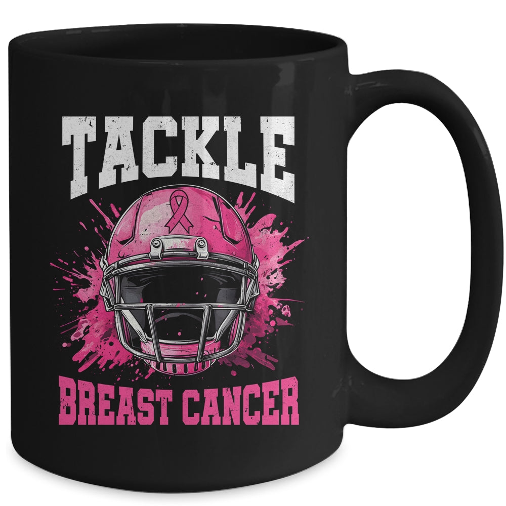 Tackle Football Breast Cancer Awareness Pink Ribbon Boys Mug | teecentury