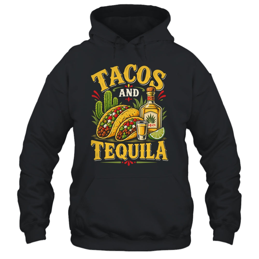 Tacos And Tequila Vintage Mexican Food Drink Lover Design Shirt & Tank Top | teecentury