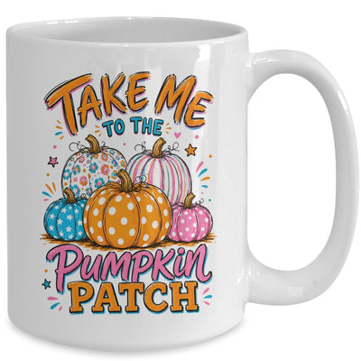 Take Me To The Pumpkin Patch Striped Fall Autumn Halloween Mug | teecentury