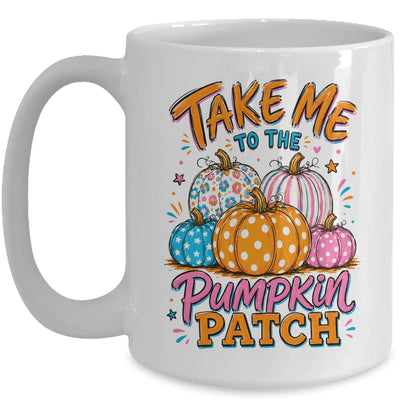 Take Me To The Pumpkin Patch Striped Fall Autumn Halloween Mug | teecentury