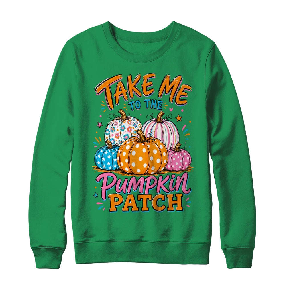 Take Me To The Pumpkin Patch Striped Fall Autumn Halloween Shirt & Sweatshirt | teecentury