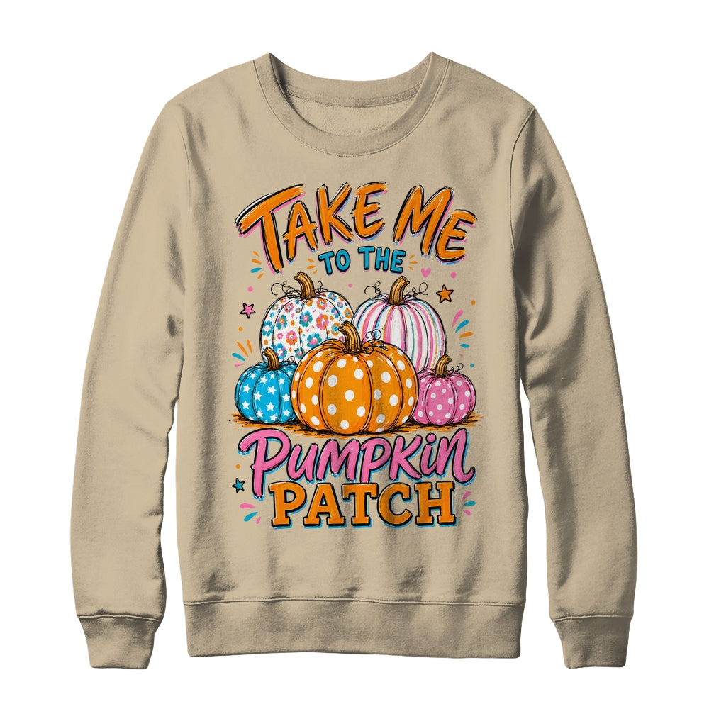 Take Me To The Pumpkin Patch Striped Fall Autumn Halloween Shirt & Sweatshirt | teecentury
