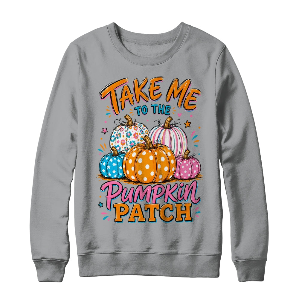 Take Me To The Pumpkin Patch Striped Fall Autumn Halloween Shirt & Sweatshirt | teecentury