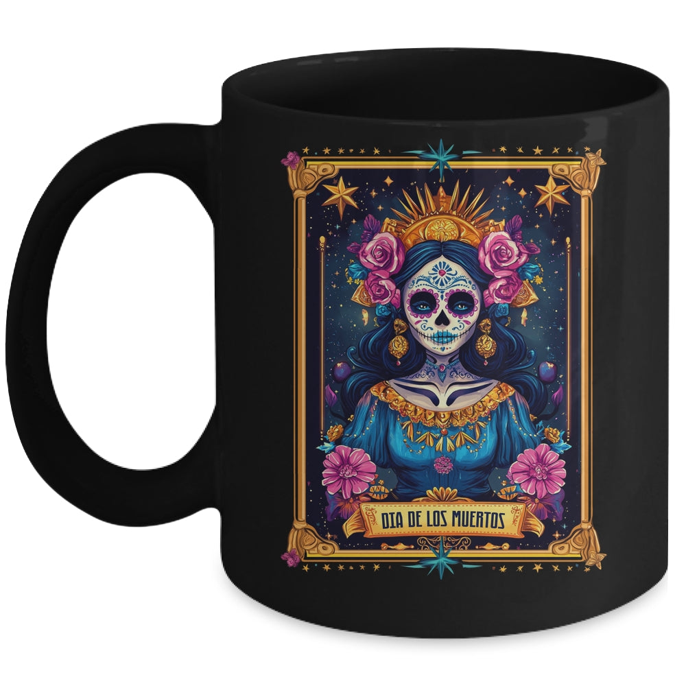 Tarot Card Dia De Los Muertos Woman La Catrina Day Of Dead Mug | teecentury