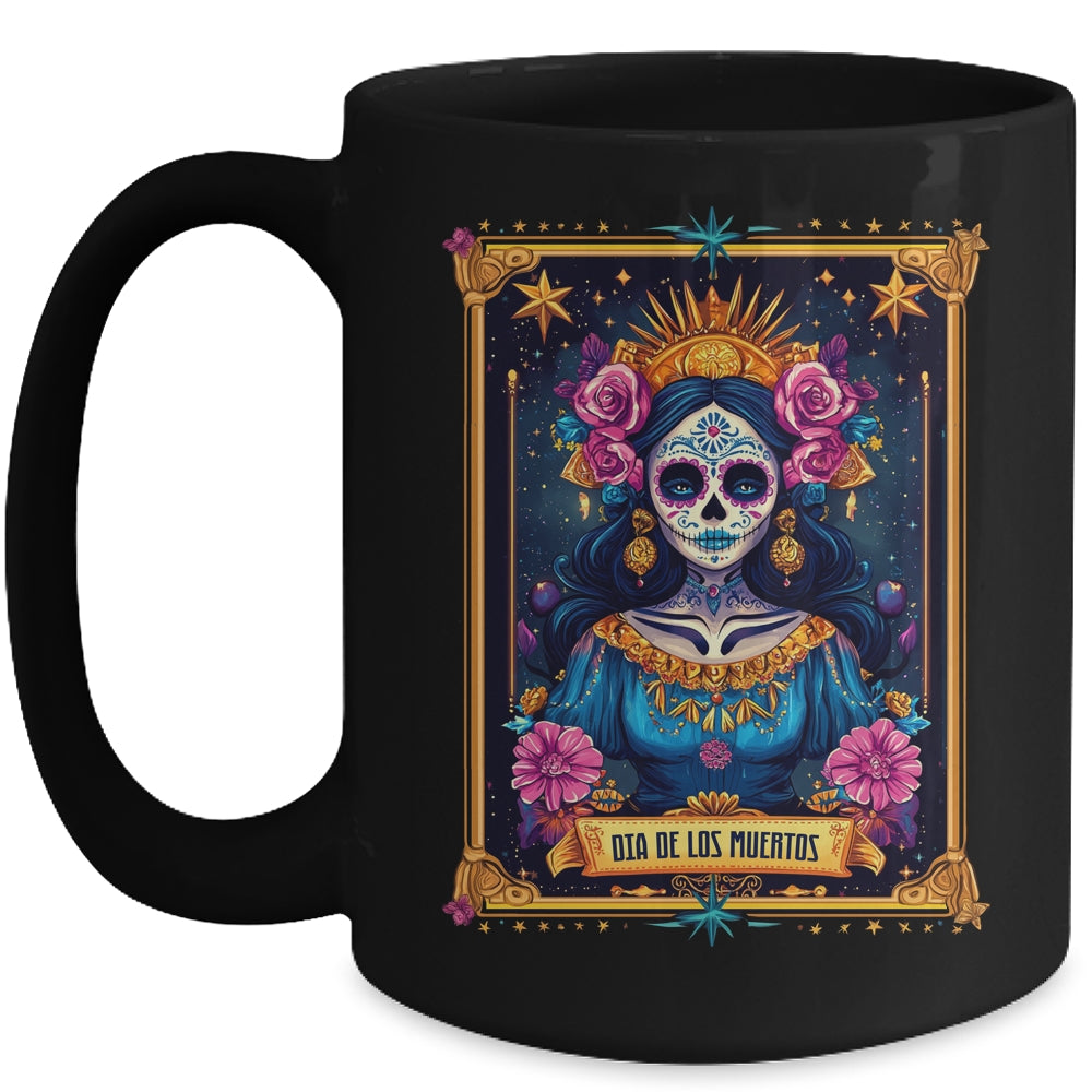 Tarot Card Dia De Los Muertos Woman La Catrina Day Of Dead Mug | teecentury
