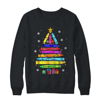 Teacher Christmas Xmas Crayon Tree Light Kids Student Shirt & Sweatshirt | teecentury