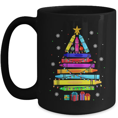 Teacher Christmas Xmas Crayon Tree Light Kids Student Mug | teecentury