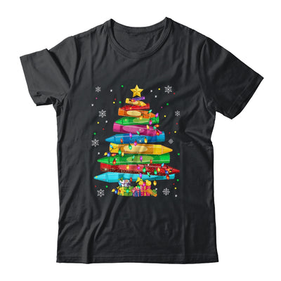 Teacher Crayon Christmas Tree Lights Student School Xmas Shirt & Sweatshirt | teecentury