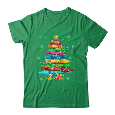 Teacher Crayon Christmas Tree Lights Student School Xmas Shirt & Sweatshirt | teecentury