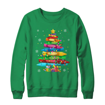 Teacher Crayon Christmas Tree Lights Student School Xmas Shirt & Sweatshirt | teecentury