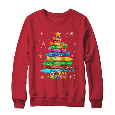 Teacher Crayon Christmas Tree Lights Student School Xmas Shirt & Sweatshirt | teecentury