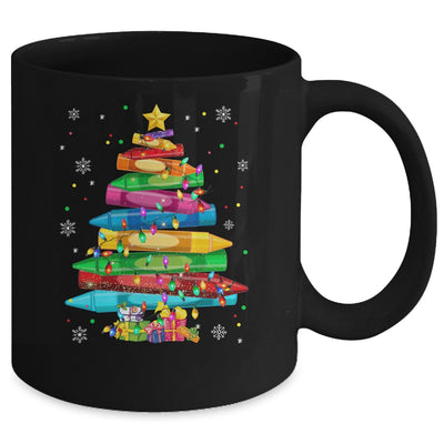 Teacher Crayon Christmas Tree Lights Student School Xmas Mug | teecentury