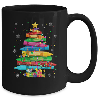 Teacher Crayon Christmas Tree Lights Student School Xmas Mug | teecentury