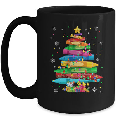 Teacher Crayon Christmas Tree Lights Student School Xmas Mug | teecentury