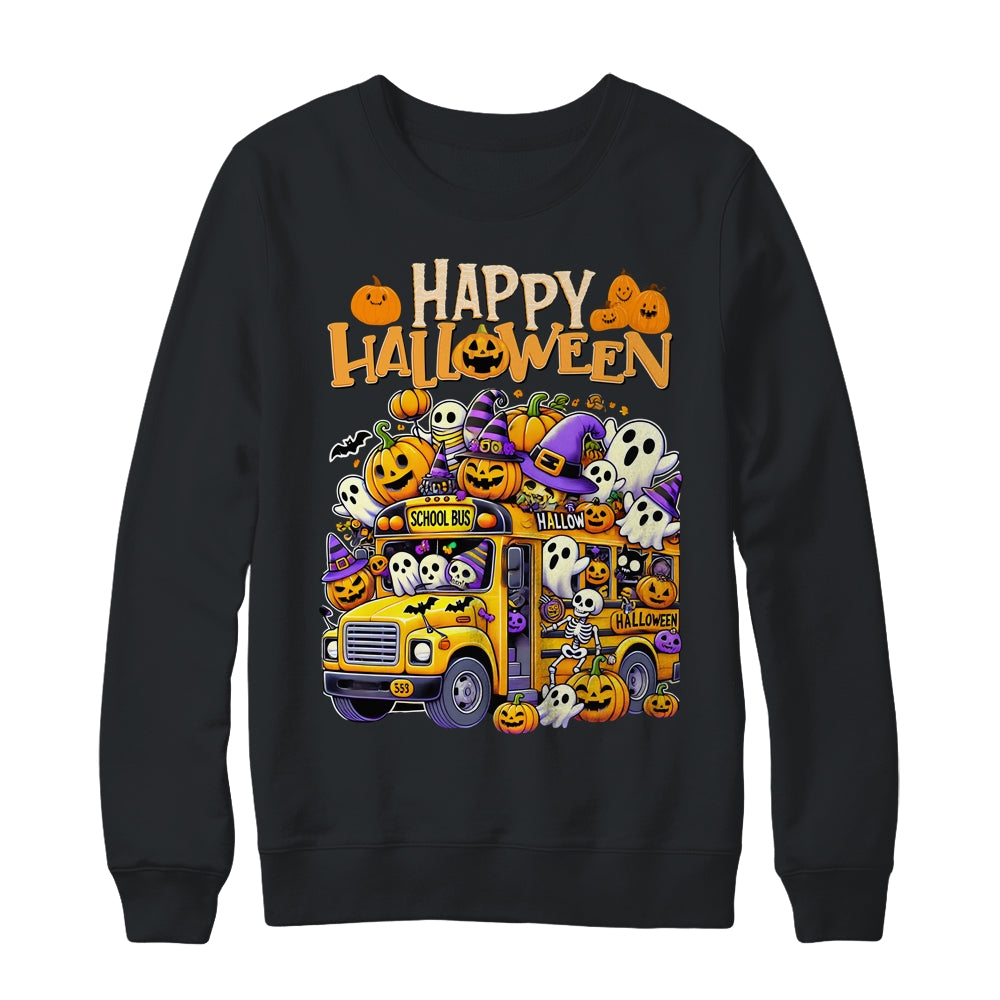 Teacher Halloween School Bus Driver Cute Ghost Witch Party Shirt & Sweatshirt | teecentury