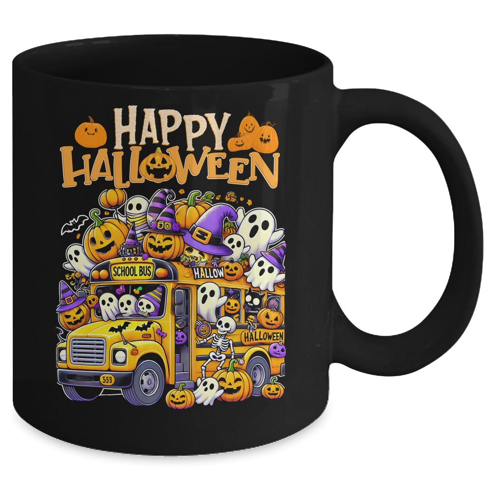 Teacher Halloween School Bus Driver Cute Ghost Witch Party Mug | teecentury