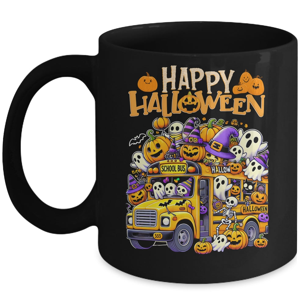 Teacher Halloween School Bus Driver Cute Ghost Witch Party Mug | teecentury