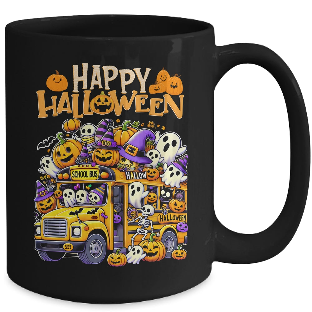 Teacher Halloween School Bus Driver Cute Ghost Witch Party Mug | teecentury
