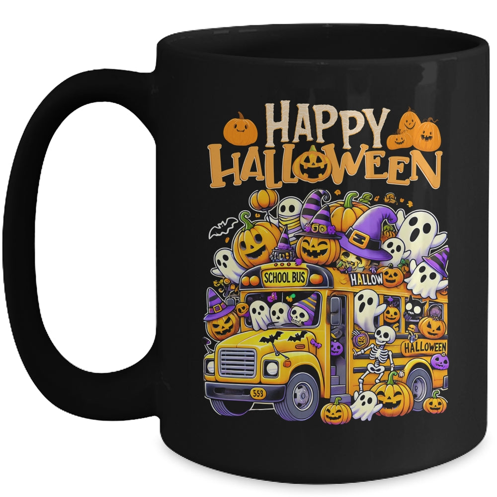 Teacher Halloween School Bus Driver Cute Ghost Witch Party Mug | teecentury