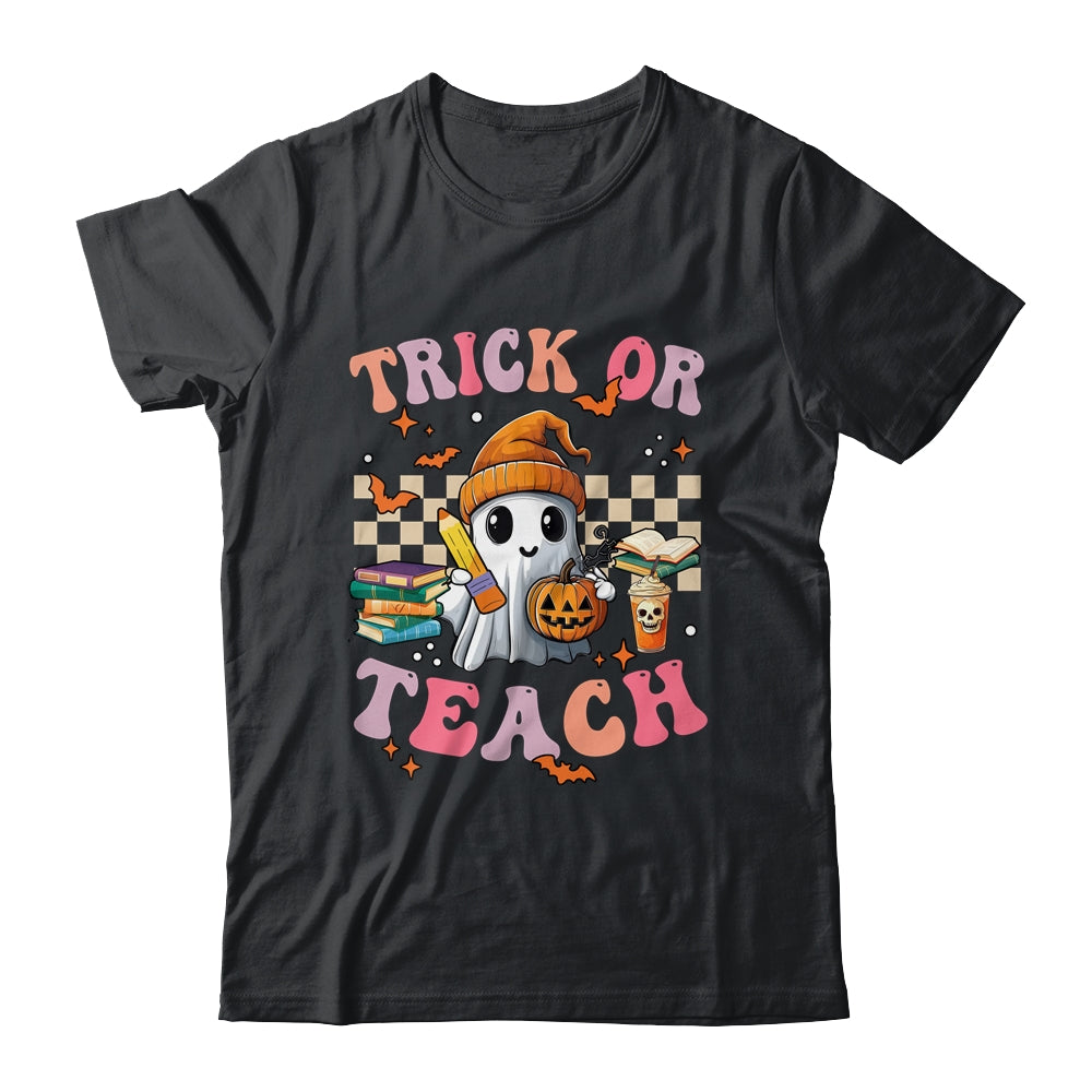 Teacher Halloween Trick Or Teach Cute Ghost Coffee Pumpkins Shirt & Sweatshirt | teecentury