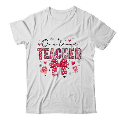 Teacher Valentine's Day One Loved Teacher Coquette Bow Retro Shirt & Sweatshirt | teecentury