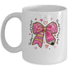 Teaching Is A Work Of Heart Pencil Bow Teacher Valentine Mug | teecentury