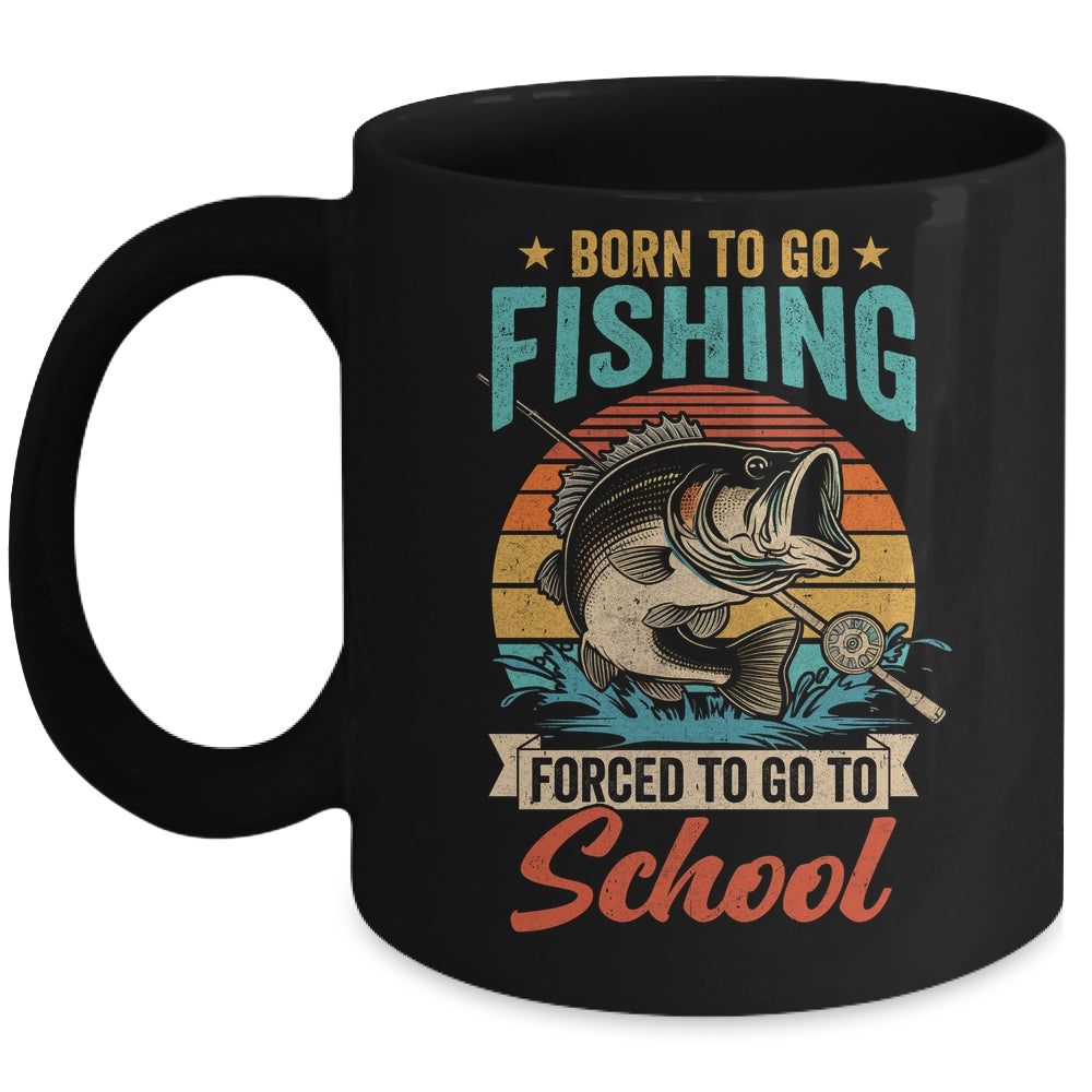 Teen Boys Fishing Funny Forced To Go To School Bass Fish Mug | teecentury