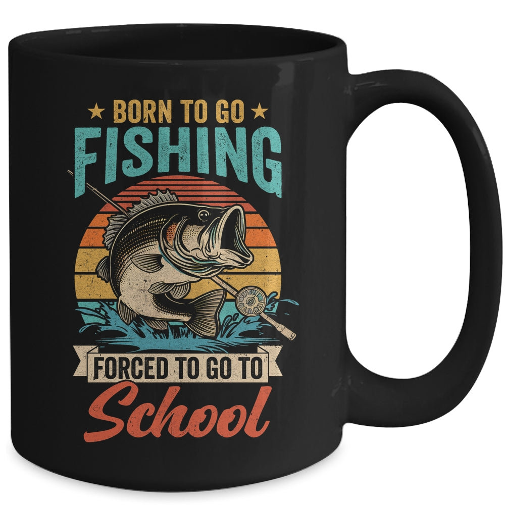 Teen Boys Fishing Funny Forced To Go To School Bass Fish Mug | teecentury