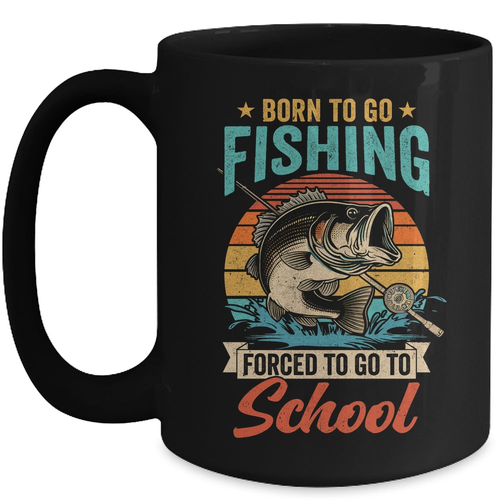 Teen Boys Fishing Funny Forced To Go To School Bass Fish Mug | teecentury