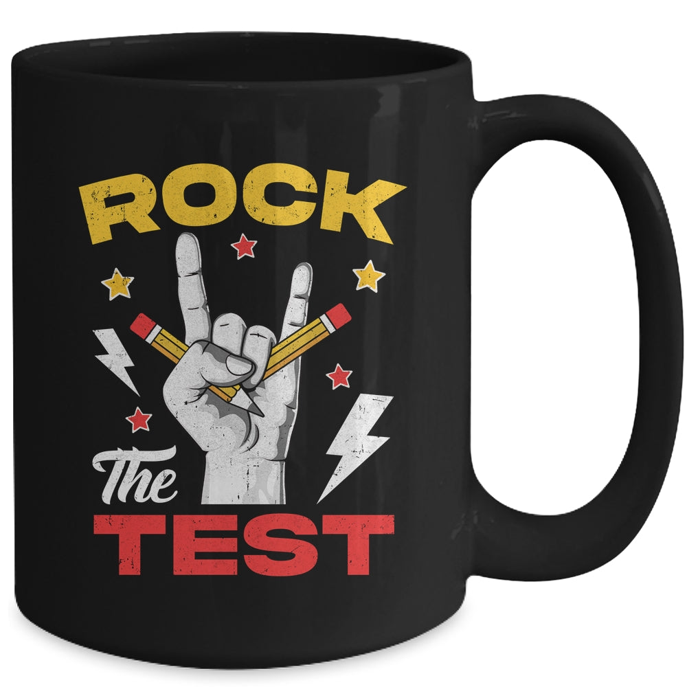 Testing Day Rock The Test Rock Music Teacher Motivational Mug | teecentury