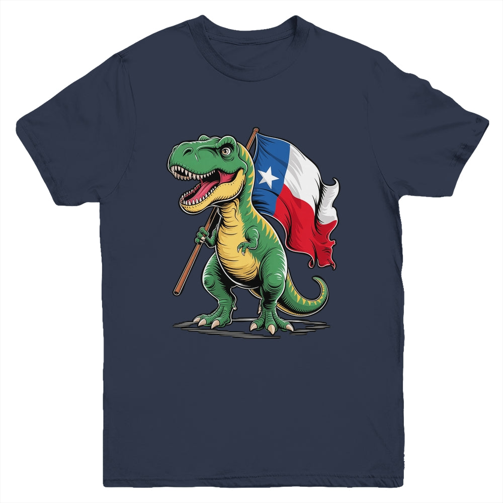 Texas Lover Kids Boys Dinosaur Lover USA Texas Flag Youth Shirt | teecentury