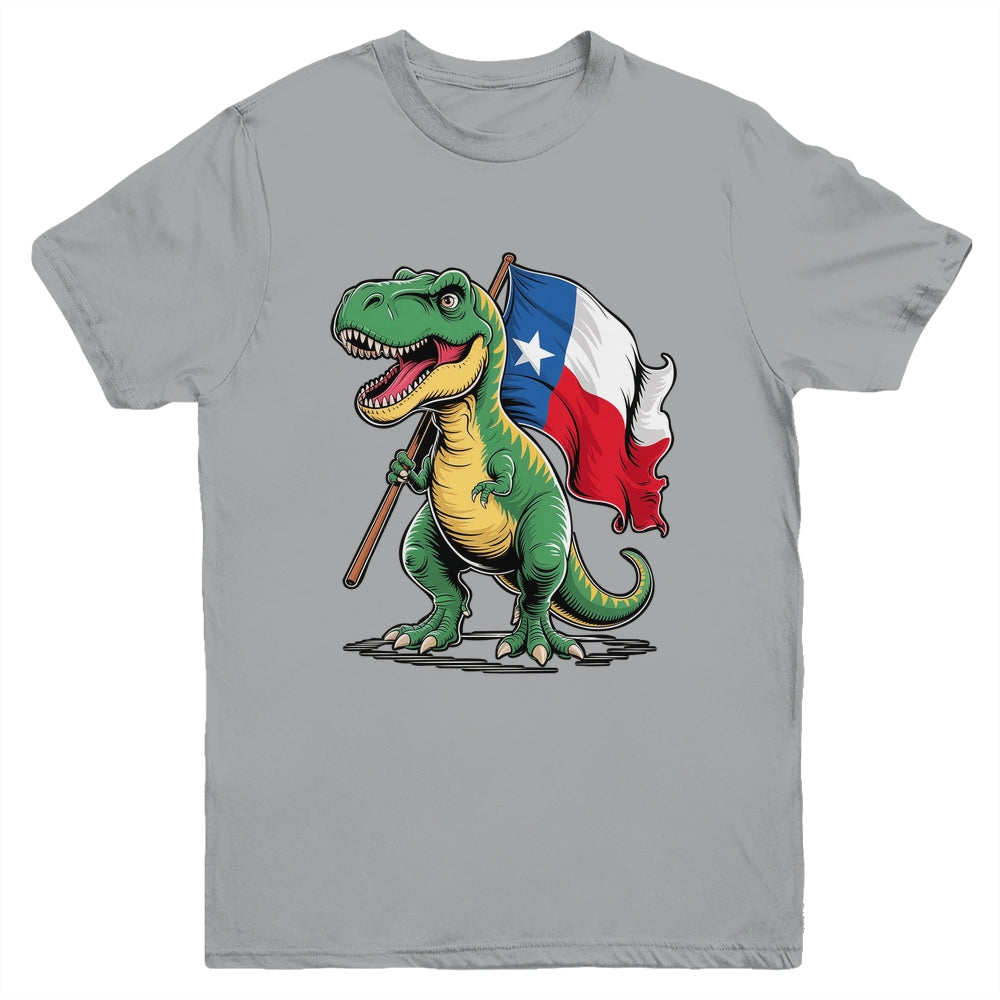 Texas Lover Kids Boys Dinosaur Lover USA Texas Flag Youth Shirt | teecentury