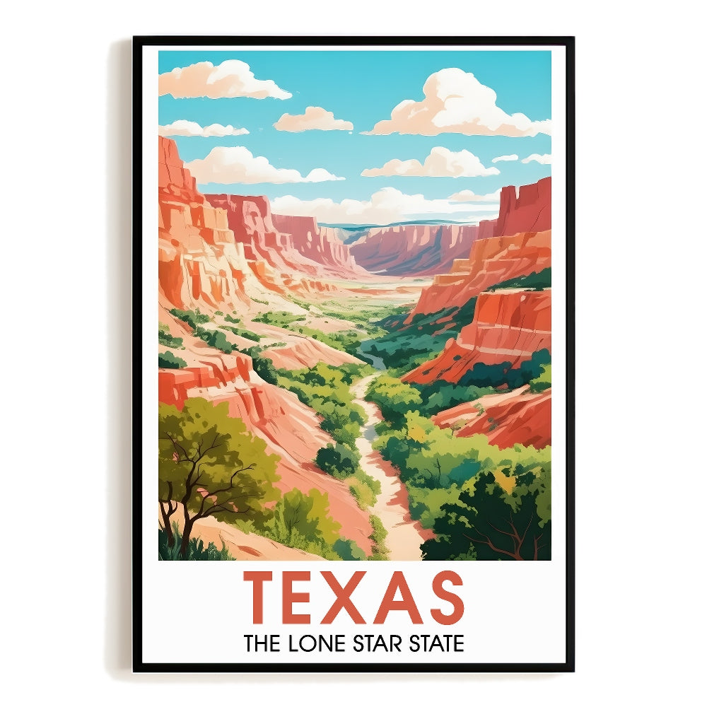 Texas Travel Print Poster Lone Star State Scenic Vista Souvenir Wall Art Landscape Picture Suitable For Home Room Living Room Office Bedroom Decor Unframed | teecentury