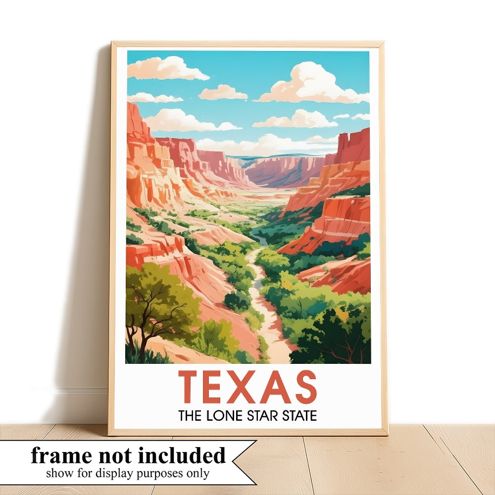 Texas Travel Print Poster Lone Star State Scenic Vista Souvenir Wall Art Landscape Picture Suitable For Home Room Living Room Office Bedroom Decor Unframed | teecentury