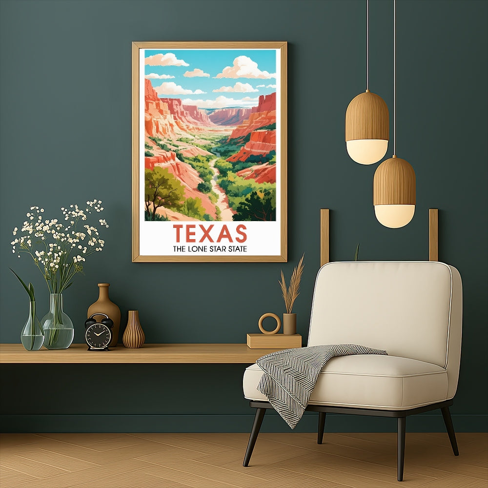 Texas Travel Print Poster Lone Star State Scenic Vista Souvenir Wall Art Landscape Picture Suitable For Home Room Living Room Office Bedroom Decor Unframed | teecentury