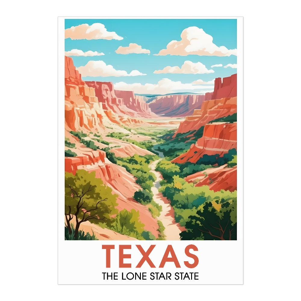 Texas Travel Print Poster Lone Star State Scenic Vista Souvenir Wall Art Landscape Picture Suitable For Home Room Living Room Office Bedroom Decor Unframed | teecentury