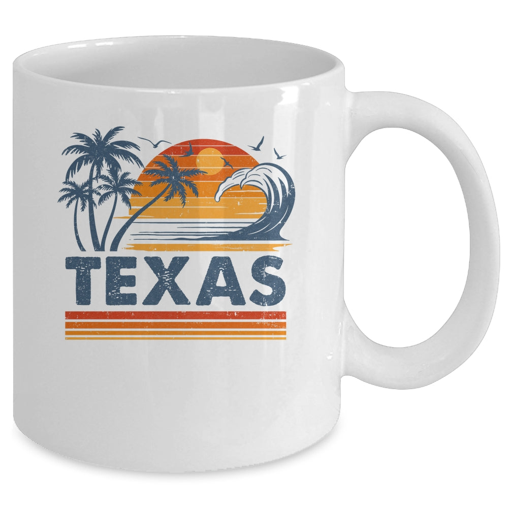 Texas Vacation Sunset Cute 70s Vintage Retro Beach Mug | teecentury