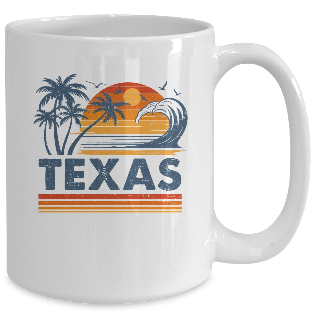 Texas Vacation Sunset Cute 70s Vintage Retro Beach Mug | teecentury