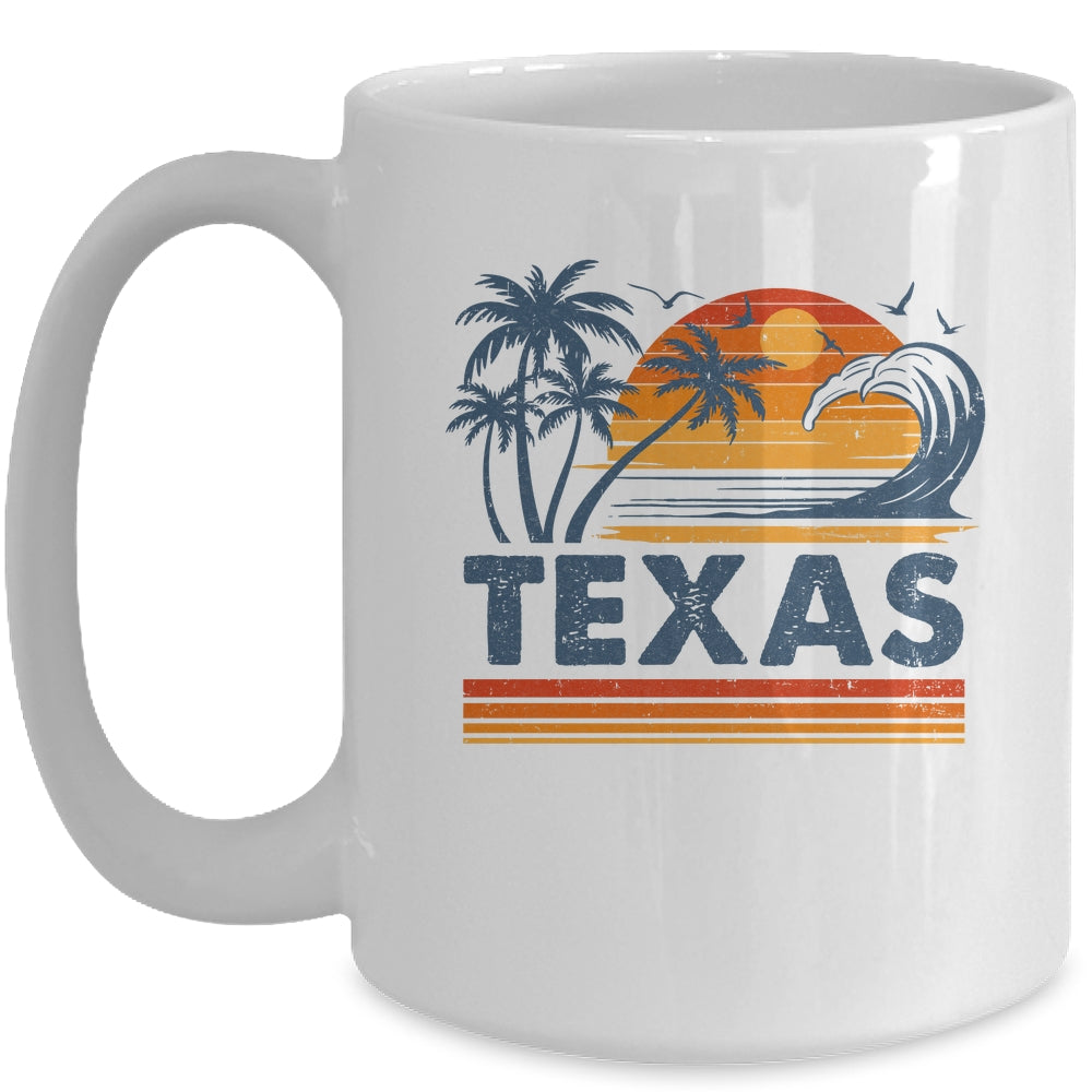 Texas Vacation Sunset Cute 70s Vintage Retro Beach Mug | teecentury
