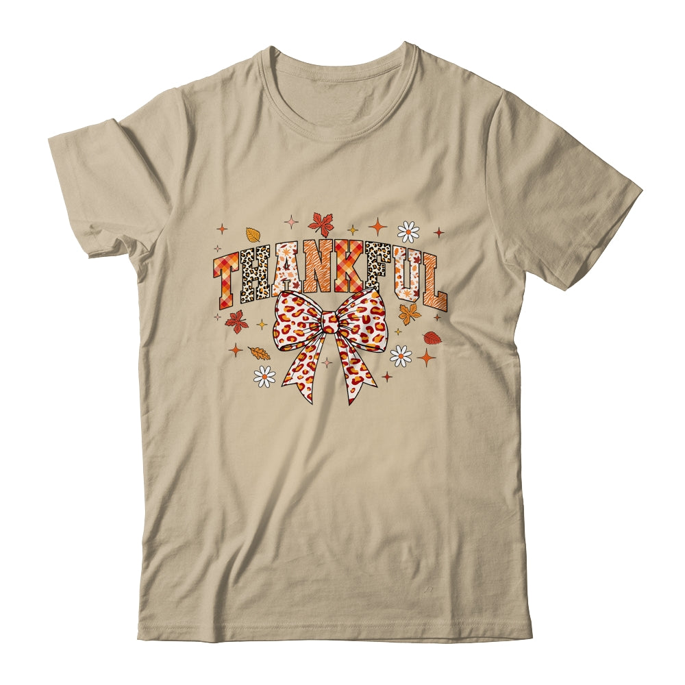 Thankful Coquette Bow Fall Autumn Season Thanksgiving Season Shirt & Sweatshirt | teecentury