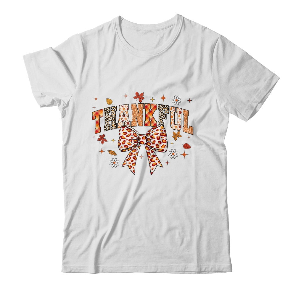 Thankful Coquette Bow Fall Autumn Season Thanksgiving Season Shirt & Sweatshirt | teecentury
