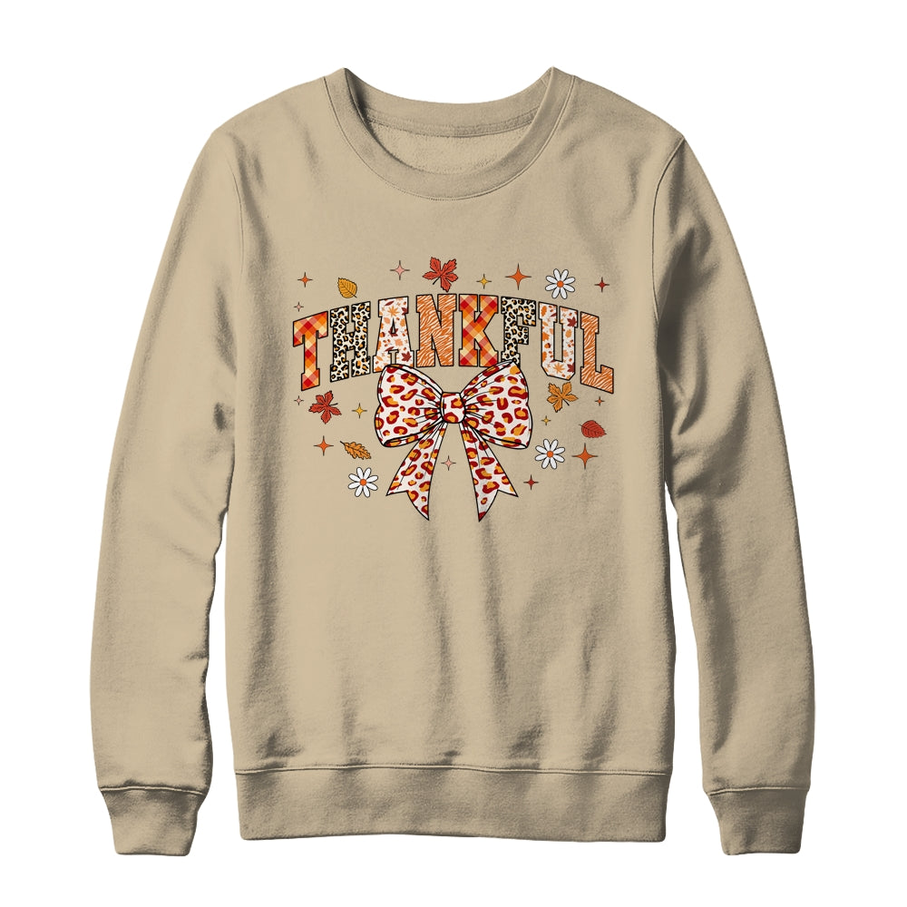 Thankful Coquette Bow Fall Autumn Season Thanksgiving Season Shirt & Sweatshirt | teecentury