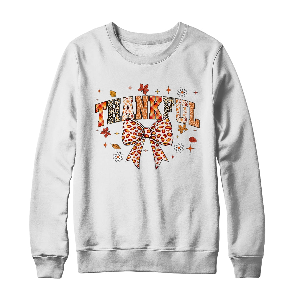 Thankful Coquette Bow Fall Autumn Season Thanksgiving Season Shirt & Sweatshirt | teecentury