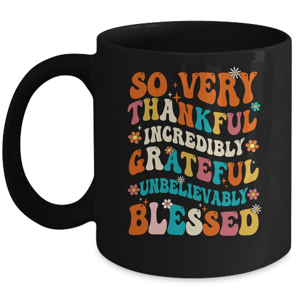 Thankful Grateful Blessed Happy Thanksgiving Day Funny Mug | teecentury