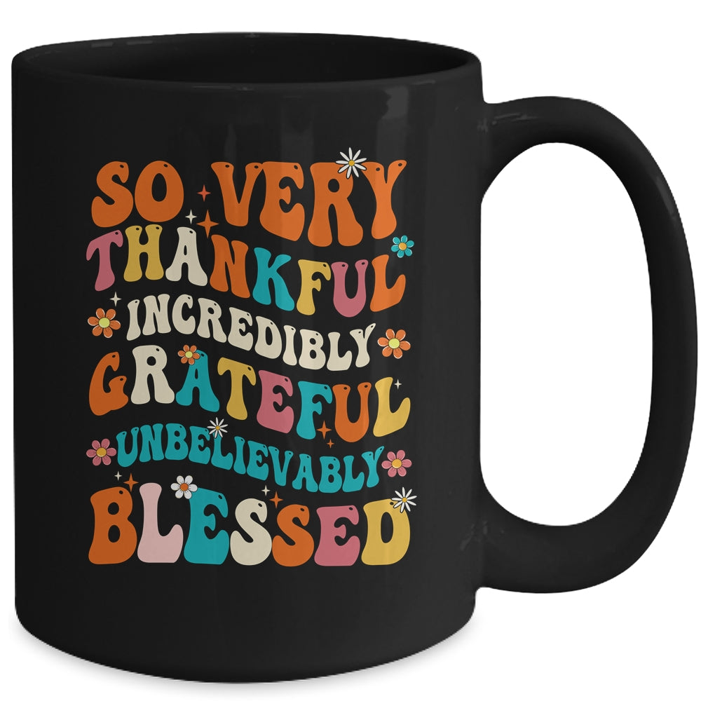 Thankful Grateful Blessed Happy Thanksgiving Day Funny Mug | teecentury