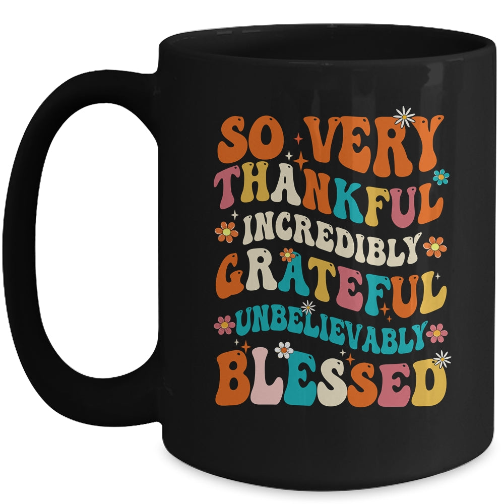 Thankful Grateful Blessed Happy Thanksgiving Day Funny Mug | teecentury