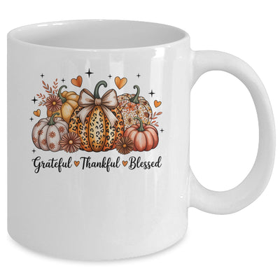 Thankful Grateful Blessed Pumpkin Christian Thanksgiving Fall Mug | teecentury