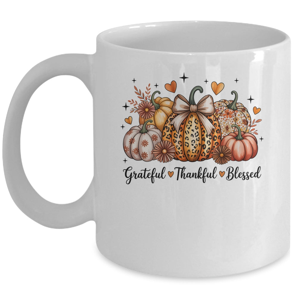 Thankful Grateful Blessed Pumpkin Christian Thanksgiving Fall Mug | teecentury