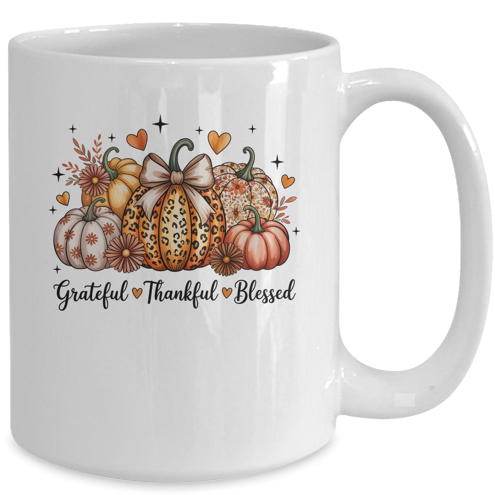 Thankful Grateful Blessed Pumpkin Christian Thanksgiving Fall Mug | teecentury